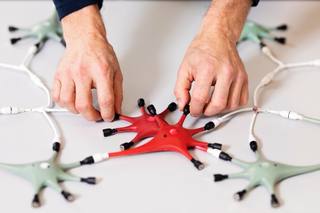 Close-up of a physical neuron