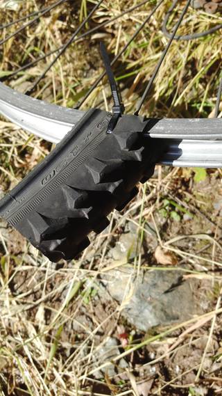 Single tire segment used as a waterwheel fin